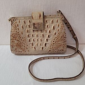 Brahmin Crocodile-Embossed Crossbody Bag Tan
